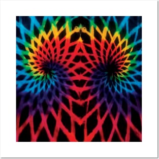 Reverse Double Spiral Neon Tie Dye Posters and Art